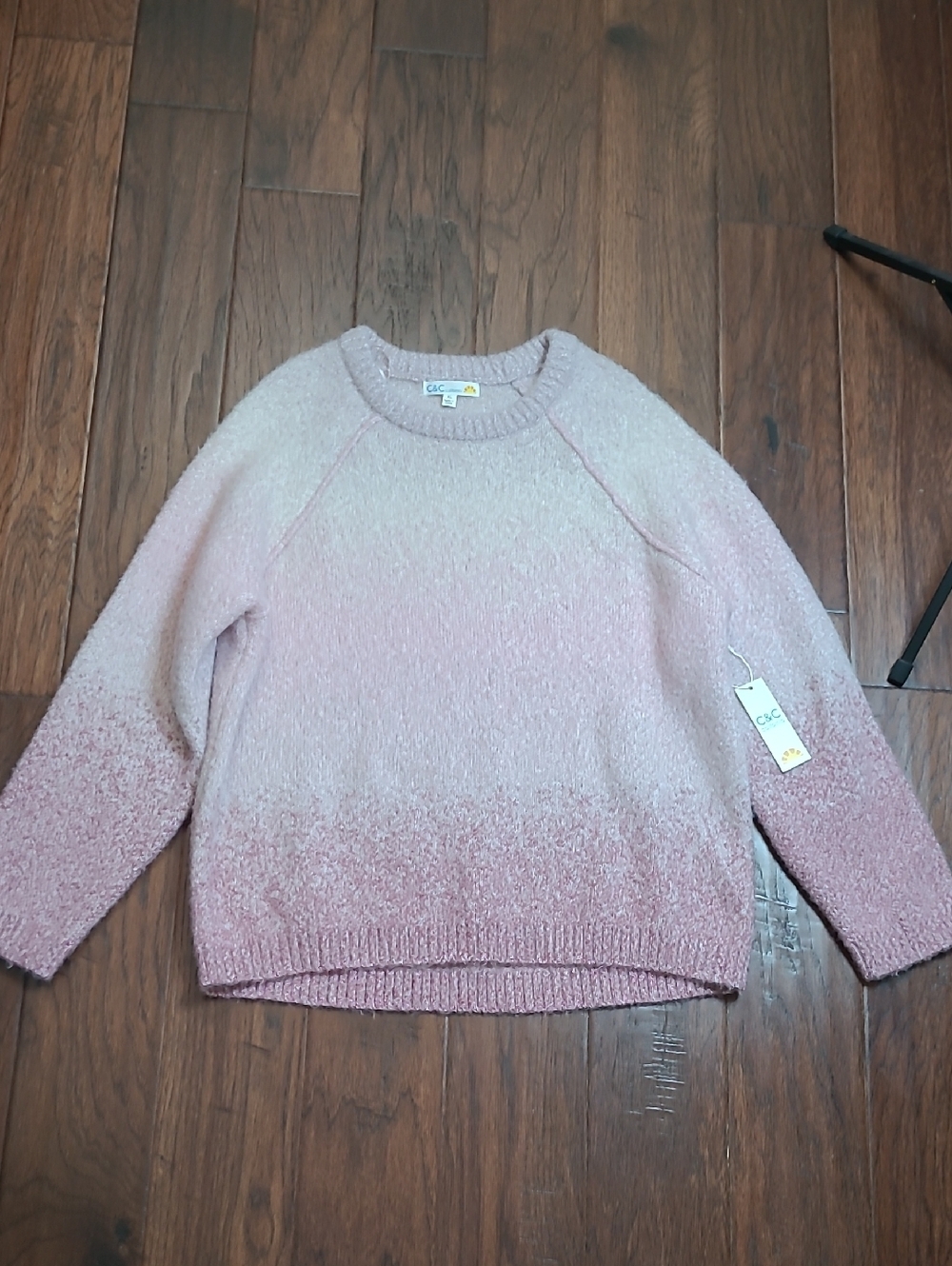 NWT C&C California Pink Ombre Crewneck Sweater Size XL